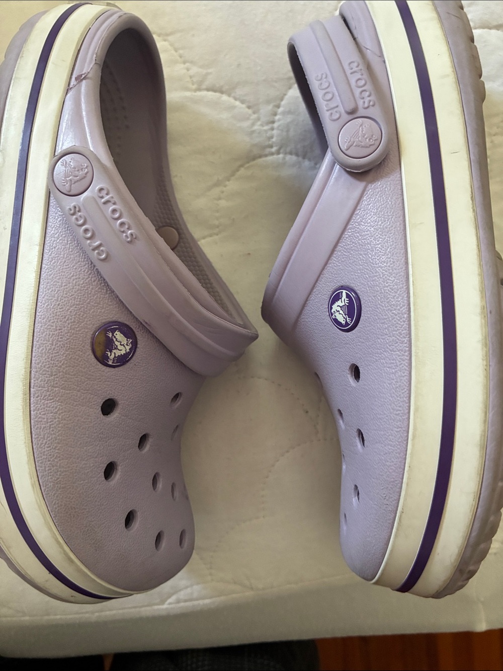 Lavender crocs, size W7/M5